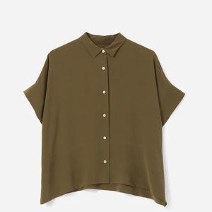 Everlane silk shirt, olive